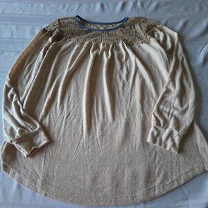Size Small Korl America Long Sleeve Pleated Knit Pullover Smocktop